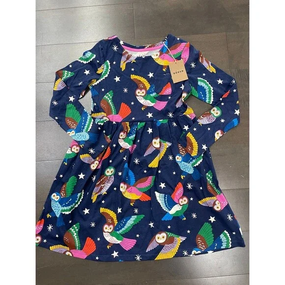 knee length dresses for ladies NWOT Mini Boden HP Stripy Appliqué Hedwig Dress – Mini World Explorers main image 1